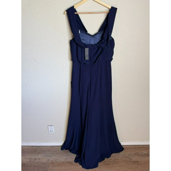 Lulus Women's Dark Navy Blue Sleeveless Maxi Dress Large Formal Wedding New - Picture 6 of 12